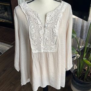 ~Gauzy Tunic 100% Cotton Boho Beachy Top  Size 1X